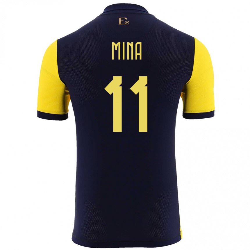 Mujer Fútbol Camiseta Ecuador Ariel Mina #11 Amarillo 1ª Equipación 24-26