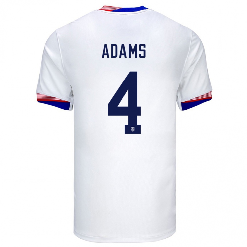 Mujer Fútbol Camiseta Estados Unidos Tyler Adams #4 Blanco 1ª Equipación 24-26