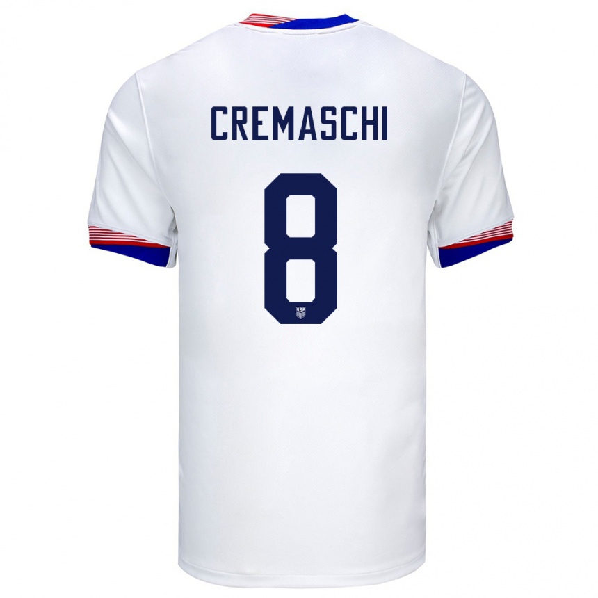 Mujer Fútbol Camiseta Estados Unidos Benjamin Cremaschi #8 Blanco 1ª Equipación 24-26