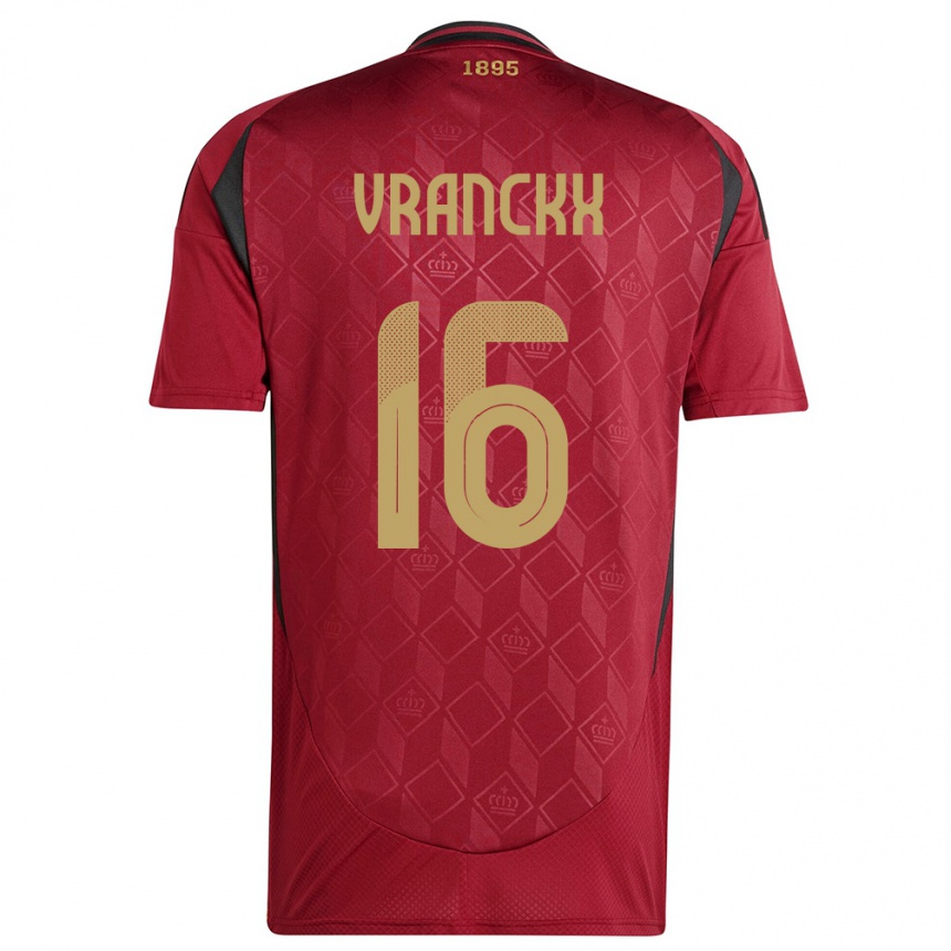 Mujer Fútbol Camiseta Bélgica Aster Vranckx #16 Borgoña 1ª Equipación 24-26
