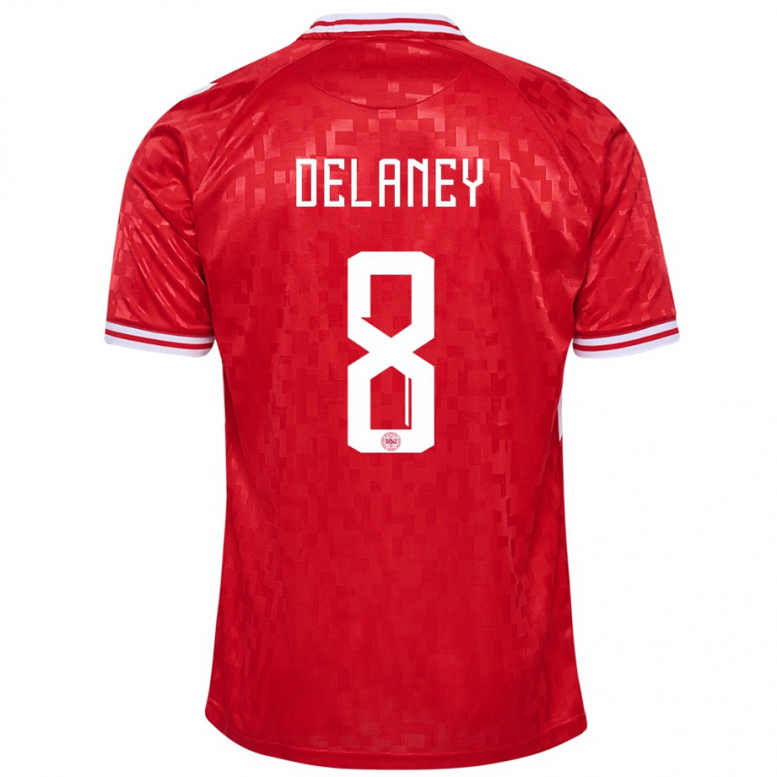 Mujer Fútbol Camiseta Dinamarca Thomas Delaney #8 Rojo 1ª Equipación 24-26
