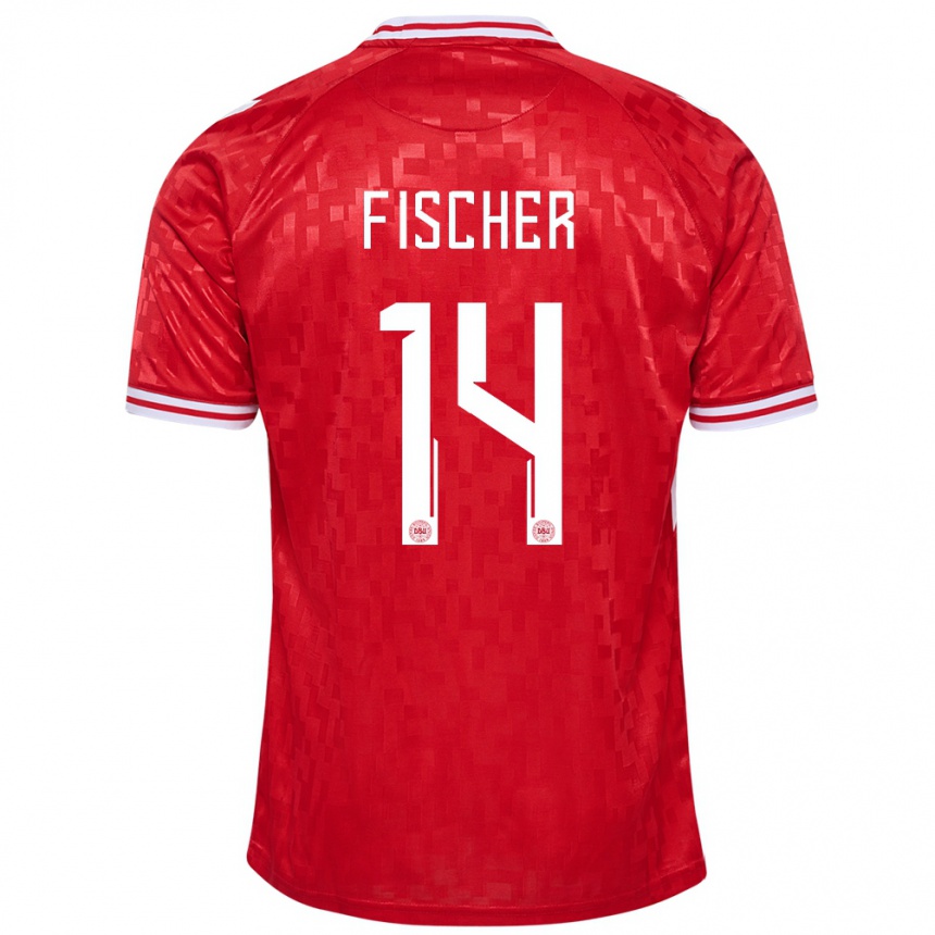 Mujer Fútbol Camiseta Dinamarca Mikkel Fischer #14 Rojo 1ª Equipación 24-26