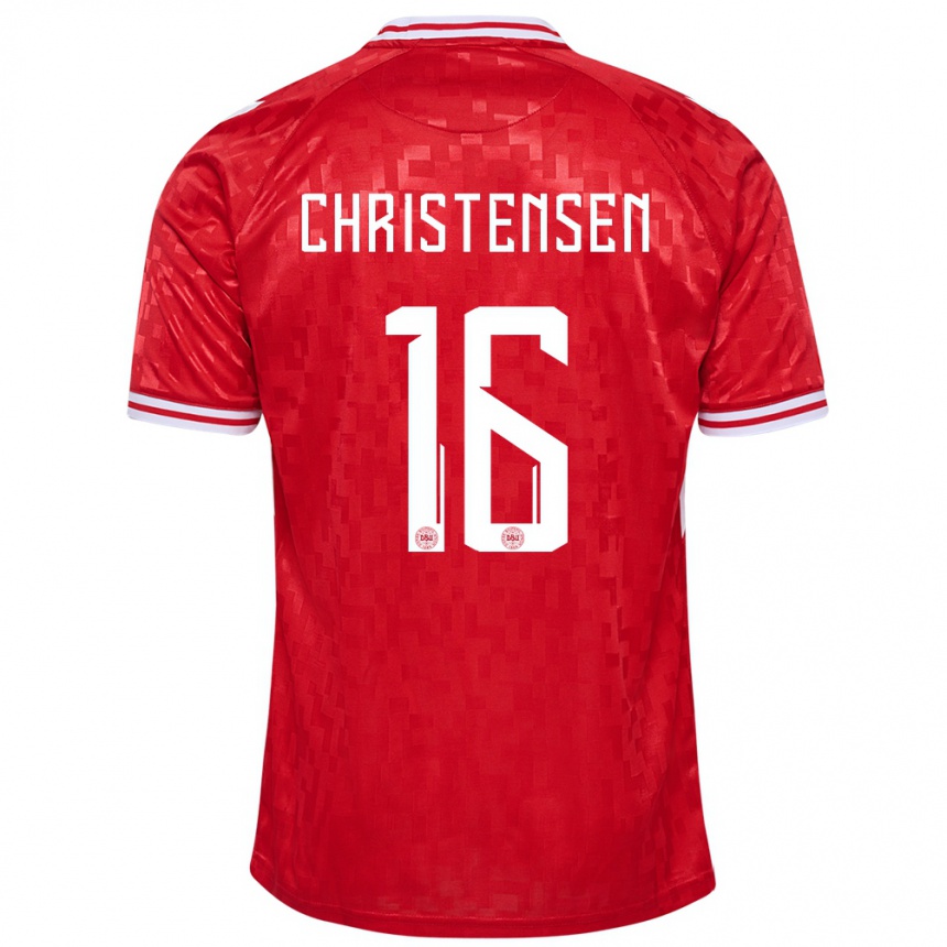 Mujer Fútbol Camiseta Dinamarca Oliver Christensen #16 Rojo 1ª Equipación 24-26