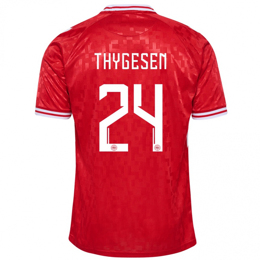 Mujer Fútbol Camiseta Dinamarca Sarah Thygesen #24 Rojo 1ª Equipación 24-26