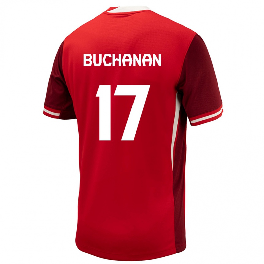 Mujer Fútbol Camiseta Canadá Tajon Buchanan #17 Rojo 1ª Equipación 24-26