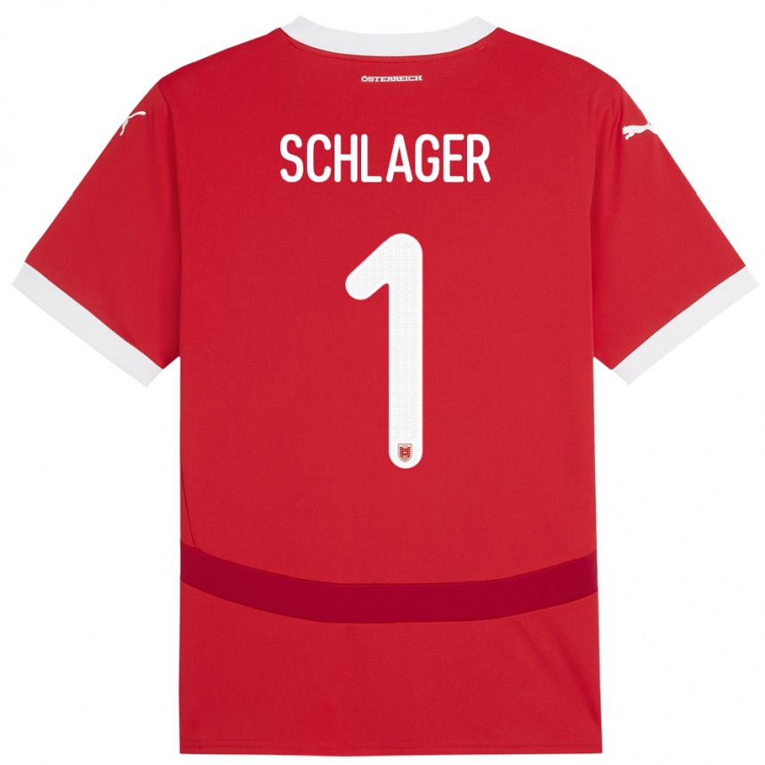 Mujer Fútbol Camiseta Austria Alexander Schlager #1 Rojo 1ª Equipación 24-26