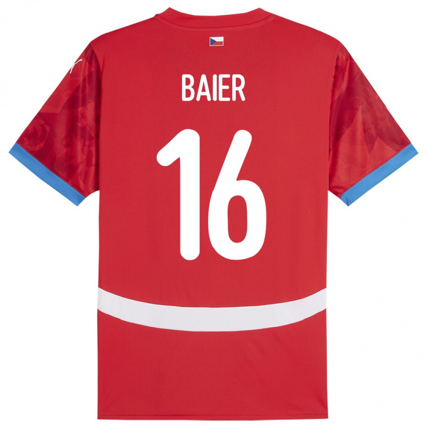 Mujer Fútbol Camiseta Chequia Viktor Baier #16 Rojo 1ª Equipación 24-26