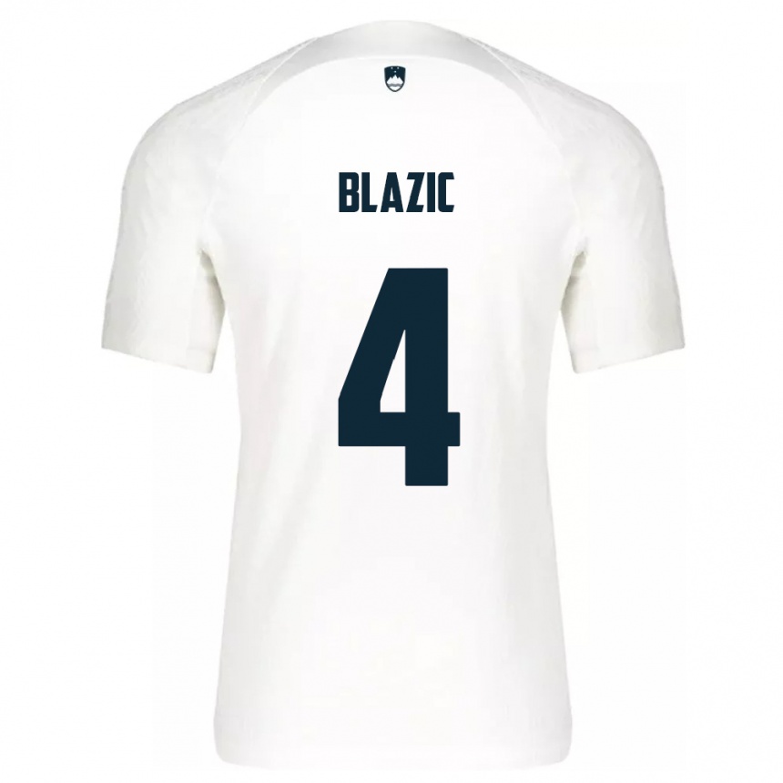 Mujer Fútbol Camiseta Eslovenia Miha Blazic #4 Blanco 1ª Equipación 24-26