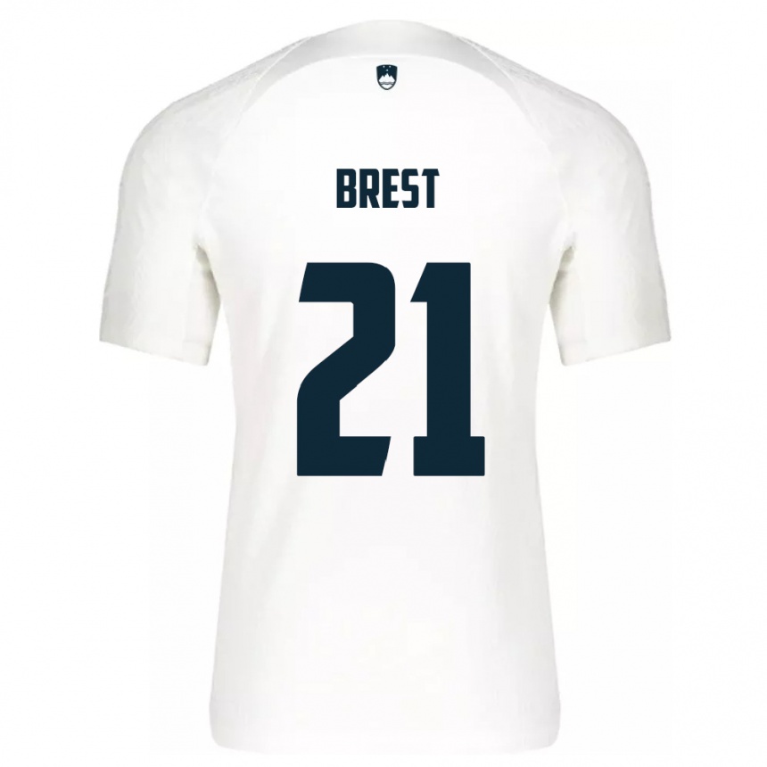 Mujer Fútbol Camiseta Eslovenia Marko Brest #21 Blanco 1ª Equipación 24-26