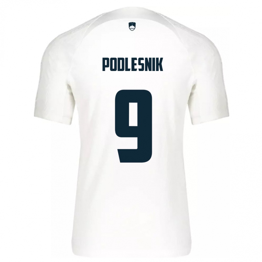 Mujer Fútbol Camiseta Eslovenia Nik Podlesnik #9 Blanco 1ª Equipación 24-26