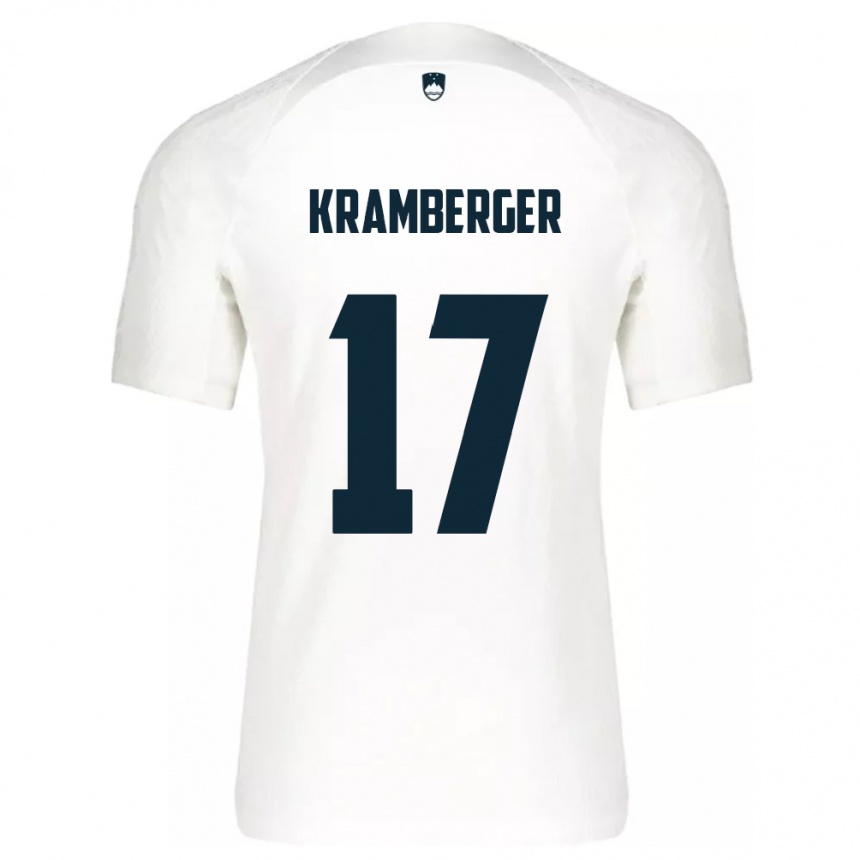 Mujer Fútbol Camiseta Eslovenia Enej Kramberger #17 Blanco 1ª Equipación 24-26