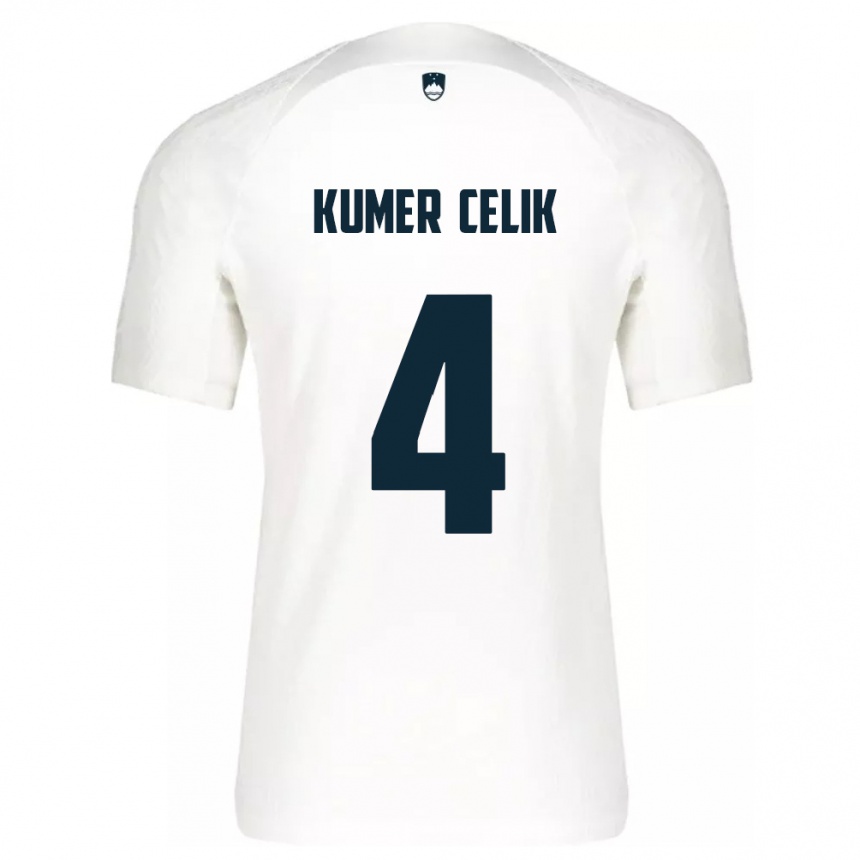 Mujer Fútbol Camiseta Eslovenia An Kumer Celik #4 Blanco 1ª Equipación 24-26