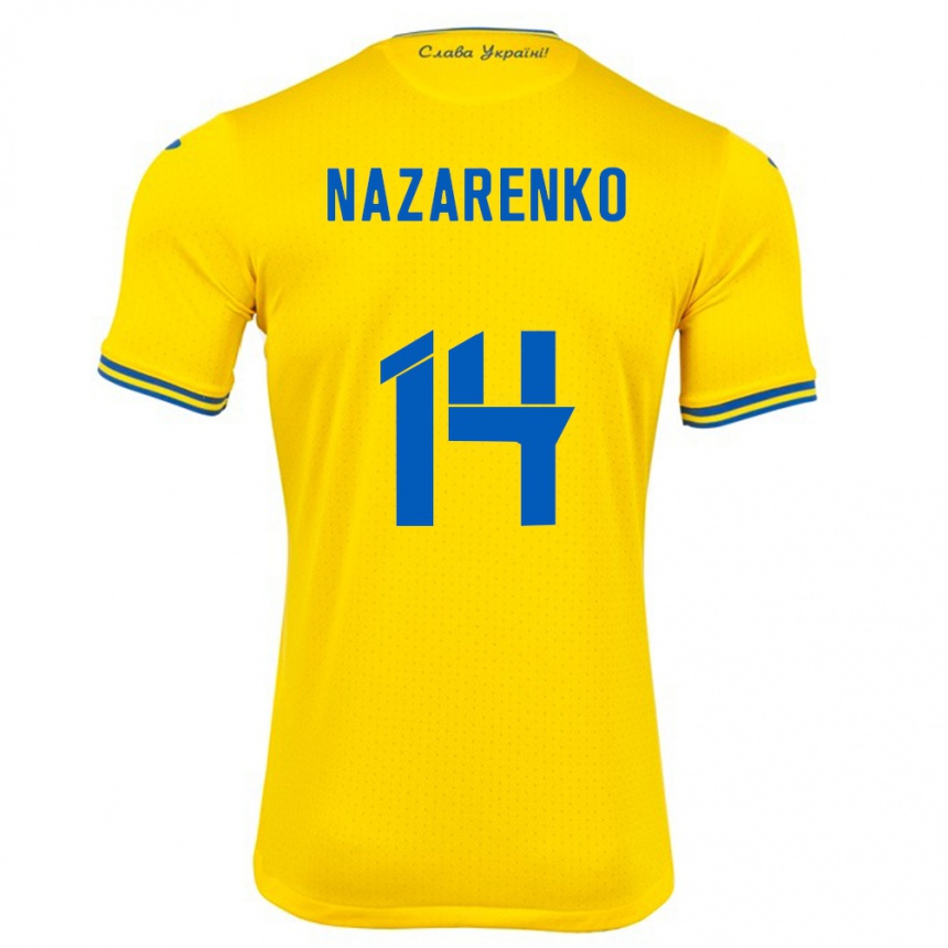 Mujer Fútbol Camiseta Ucrania Oleksandr Nazarenko #14 Amarillo 1ª Equipación 24-26