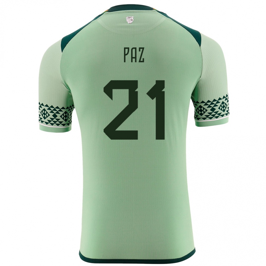 Mujer Fútbol Camiseta Bolivia Luis Paz #21 Verde Claro 1ª Equipación 24-26