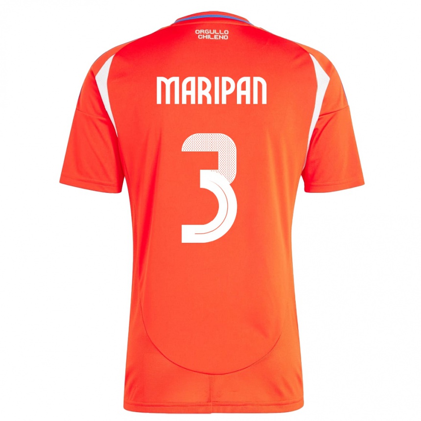 Mujer Fútbol Camiseta Chile Guillermo Maripán #3 Rojo 1ª Equipación 24-26