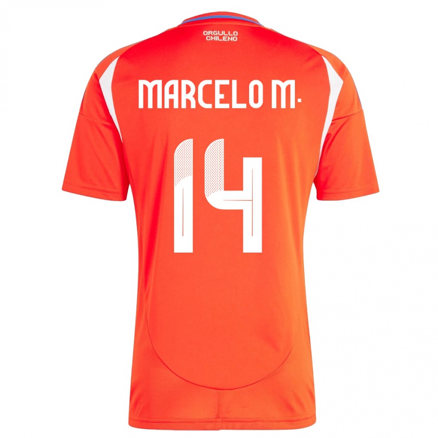 Mujer Fútbol Camiseta Chile Marcelo Morales #14 Rojo 1ª Equipación 24-26