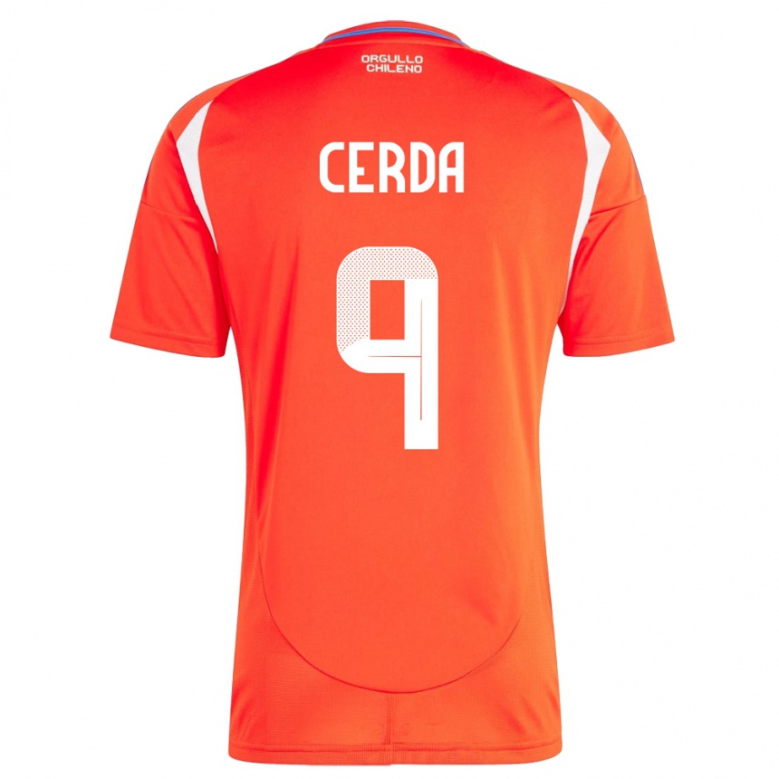 Mujer Fútbol Camiseta Chile Axel Cerda #9 Rojo 1ª Equipación 24-26