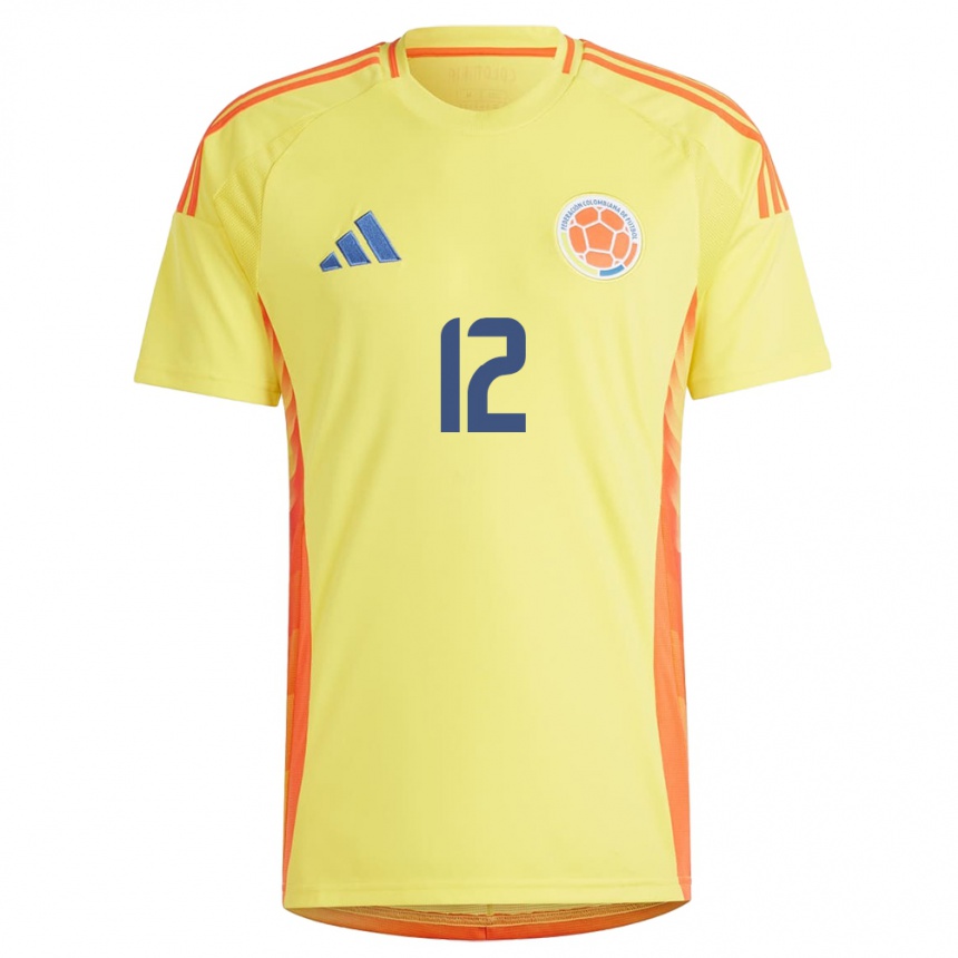 Mujer Fútbol Camiseta Colombia Valery Restrepo #12 Amarillo 1ª Equipación 24-26