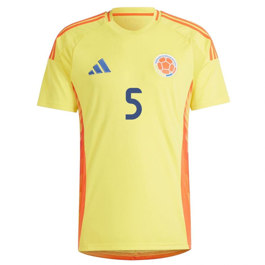 Mujer Fútbol Camiseta Colombia Stefania Perlaza #5 Amarillo 1ª Equipación 24-26