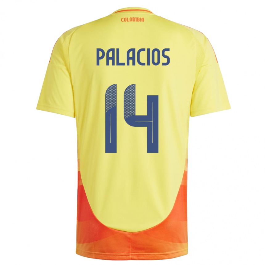 Mujer Fútbol Camiseta Colombia Julián Palacios #14 Amarillo 1ª Equipación 24-26