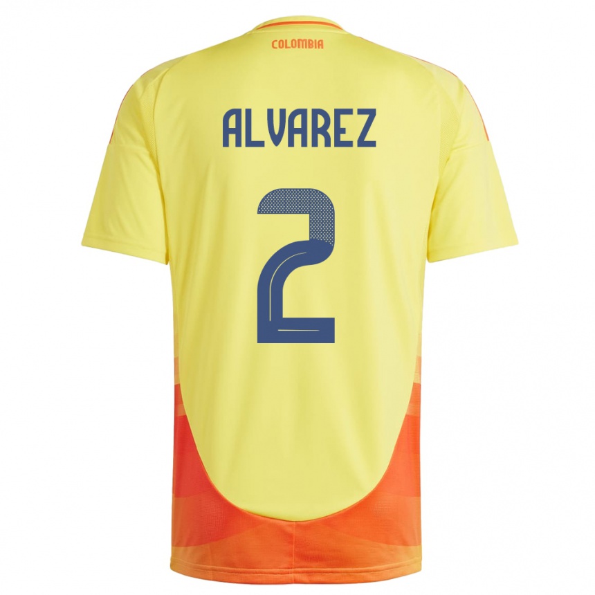 Mujer Fútbol Camiseta Colombia Mary Álvarez #2 Amarillo 1ª Equipación 24-26