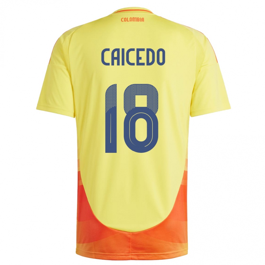 Mujer Fútbol Camiseta Colombia Linda Caicedo #18 Amarillo 1ª Equipación 24-26