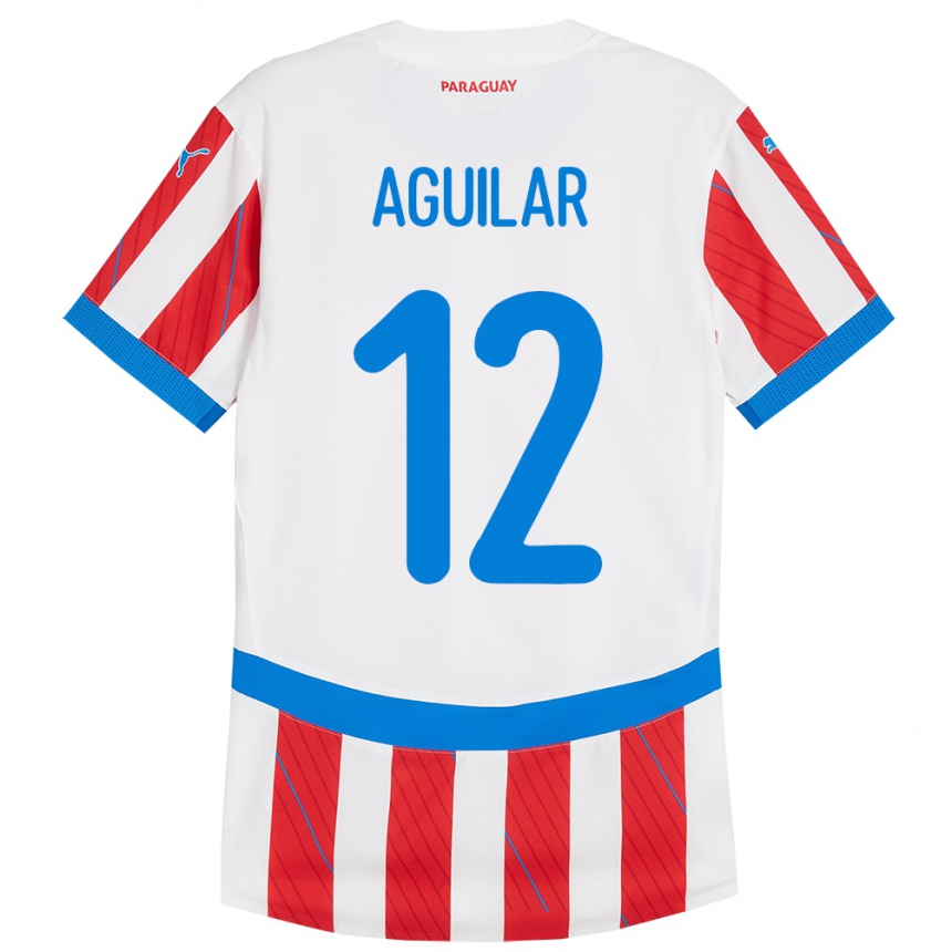 Mujer Fútbol Camiseta Paraguay Alfredo Aguilar #12 Blanco Rojo 1ª Equipación 24-26