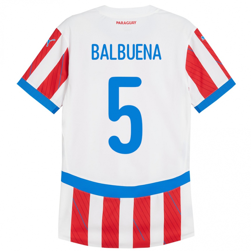 Mujer Fútbol Camiseta Paraguay Fabián Balbuena #5 Blanco Rojo 1ª Equipación 24-26