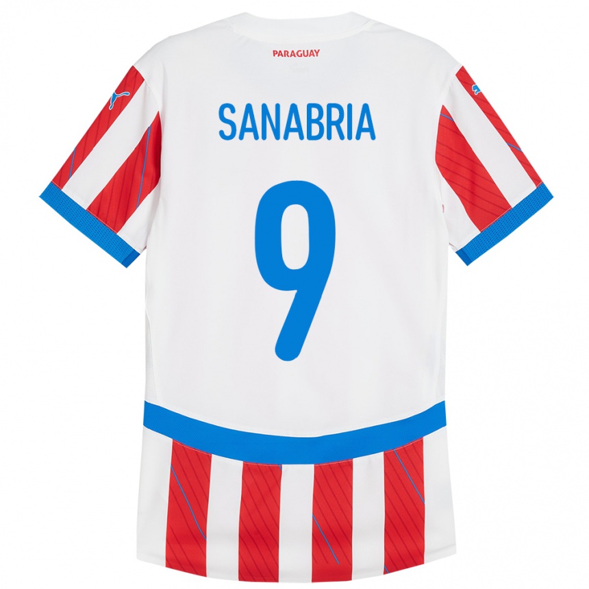 Mujer Fútbol Camiseta Paraguay Antonio Sanabria #9 Blanco Rojo 1ª Equipación 24-26