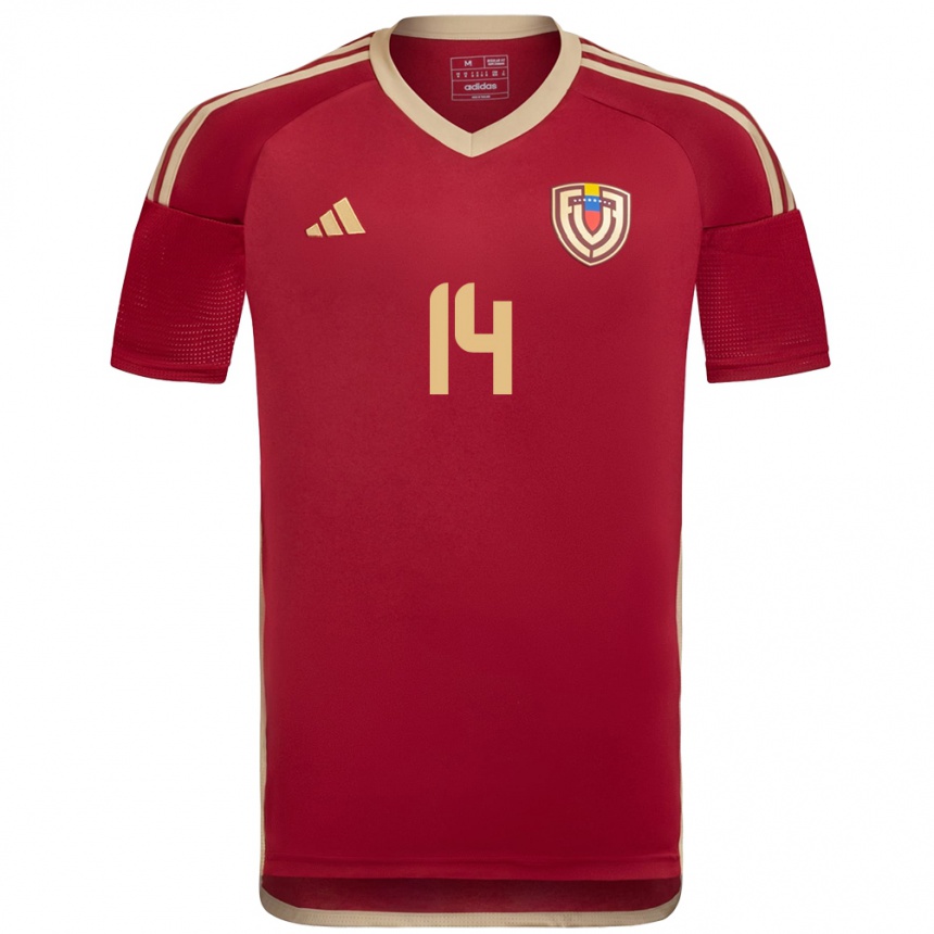 Mujer Fútbol Camiseta Venezuela Miguel Vegas #14 Borgoña 1ª Equipación 24-26