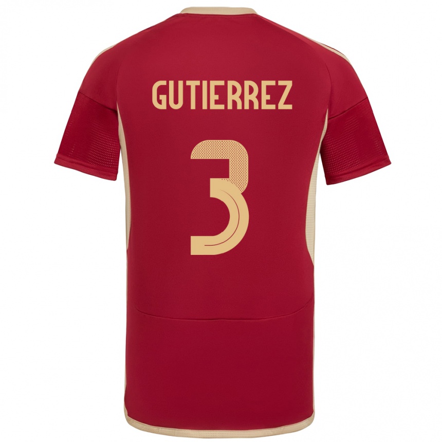 Mujer Fútbol Camiseta Venezuela Nairelis Gutiérrez #3 Borgoña 1ª Equipación 24-26