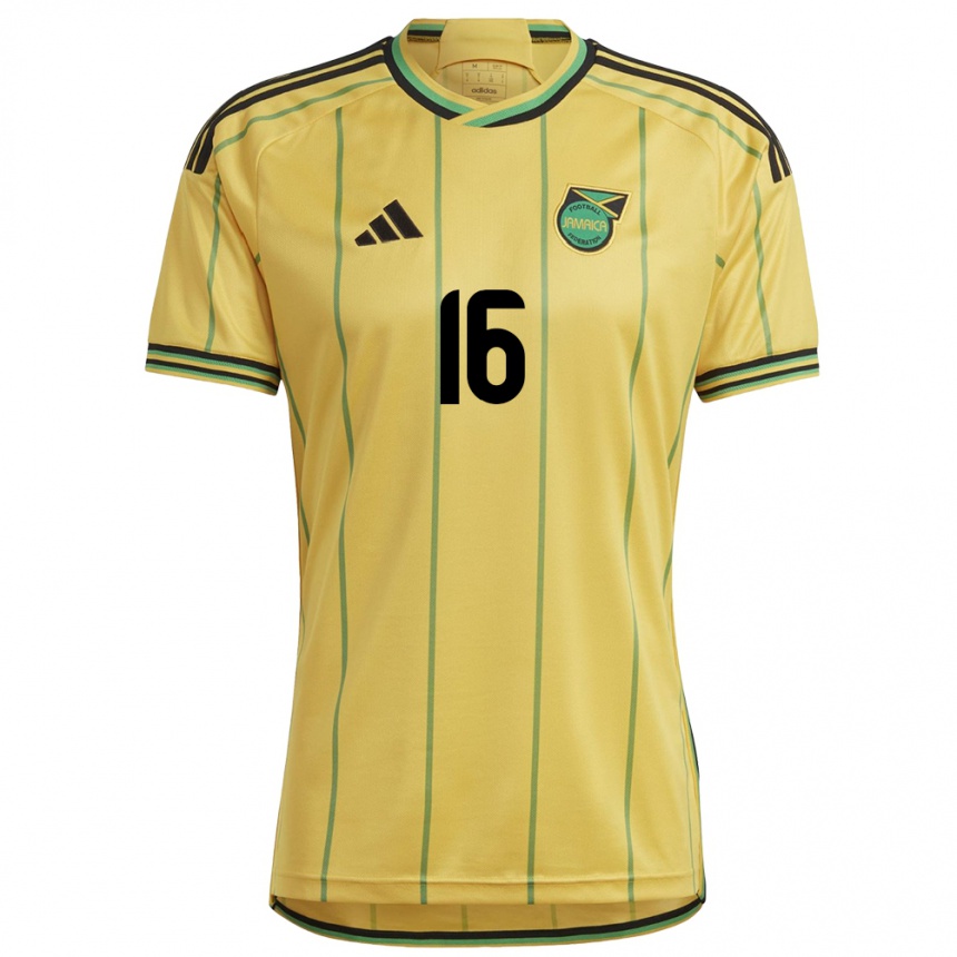 Mujer Fútbol Camiseta Jamaica Brian Burkett #16 Amarillo 1ª Equipación 24-26