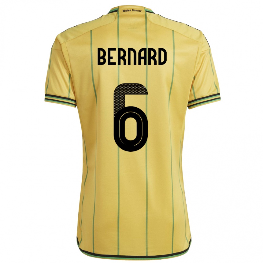Mujer Fútbol Camiseta Jamaica Di'shon Bernard #6 Amarillo 1ª Equipación 24-26