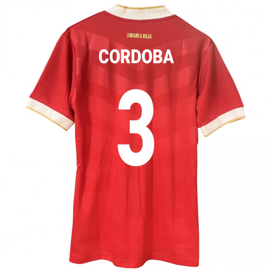 Mujer Fútbol Camiseta Panamá José Córdoba #3 Rojo 1ª Equipación 24-26