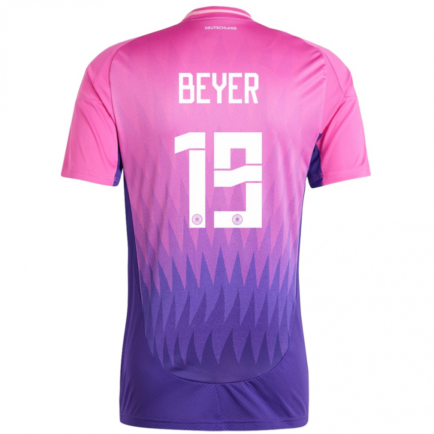 Mujer Fútbol Camiseta Alemania Jordan Beyer #19 Rosado Morado 2ª Equipación 24-26