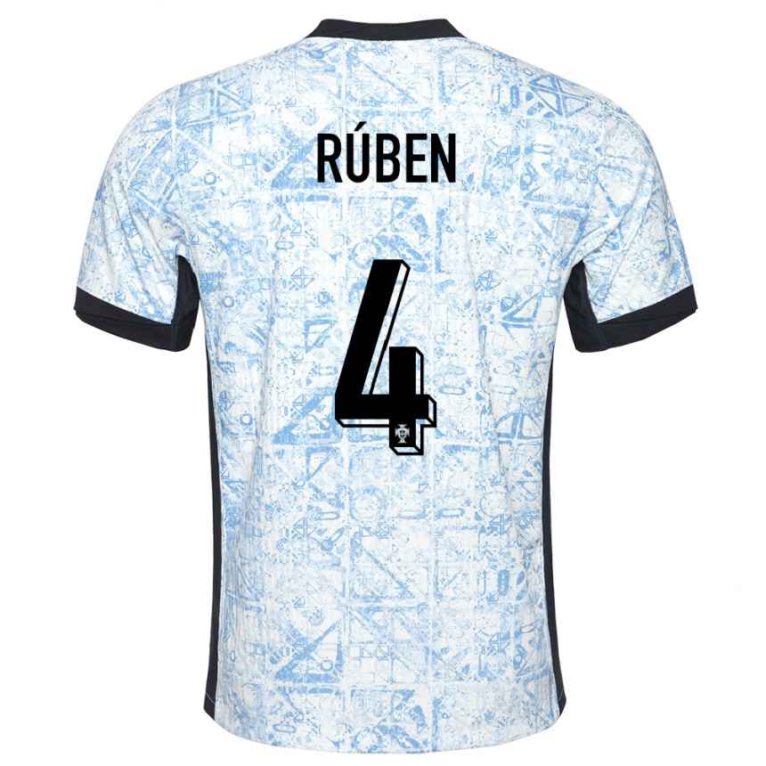 Mujer Fútbol Camiseta Portugal Ruben Dias #4 Crema Azul 2ª Equipación 24-26