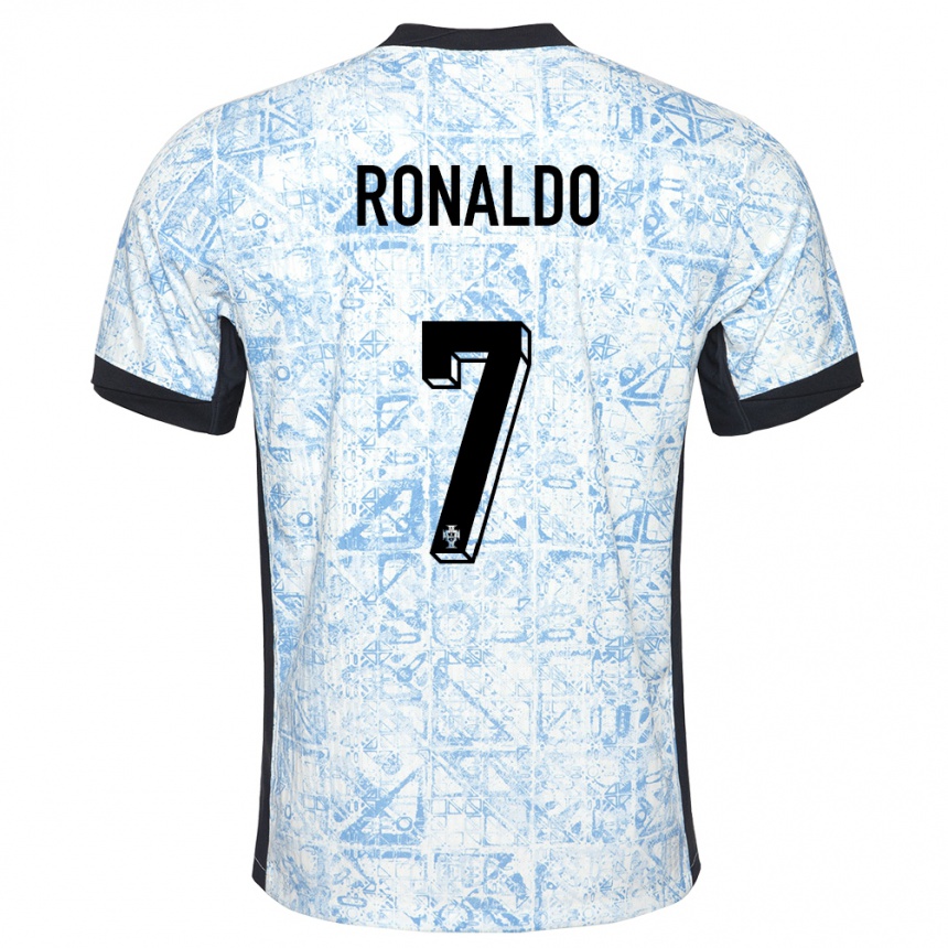 Mujer Fútbol Camiseta Portugal Cristiano Ronaldo #7 Crema Azul 2ª Equipación 24-26