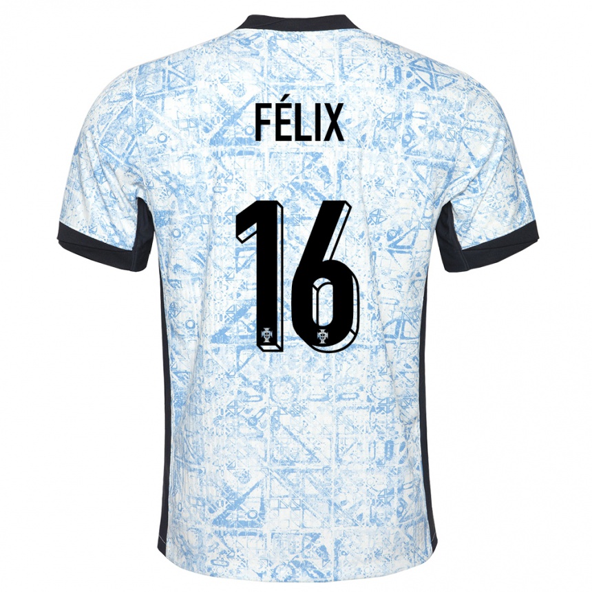 Mujer Fútbol Camiseta Portugal Hugo Felix #16 Crema Azul 2ª Equipación 24-26