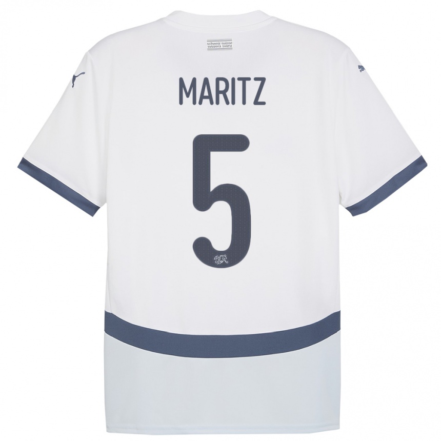 Mujer Fútbol Camiseta Suiza Noelle Maritz #5 Blanco 2ª Equipación 24-26