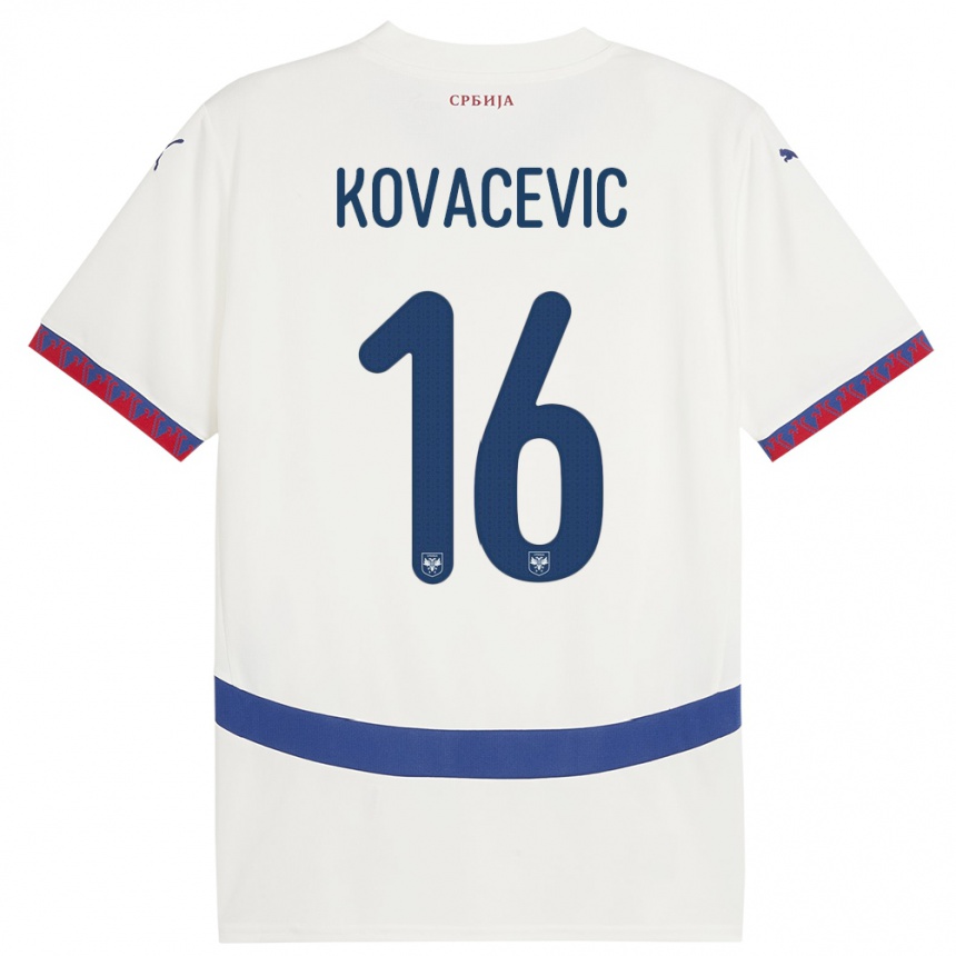 Mujer Fútbol Camiseta Serbia Bojan Kovacevic #16 Blanco 2ª Equipación 24-26