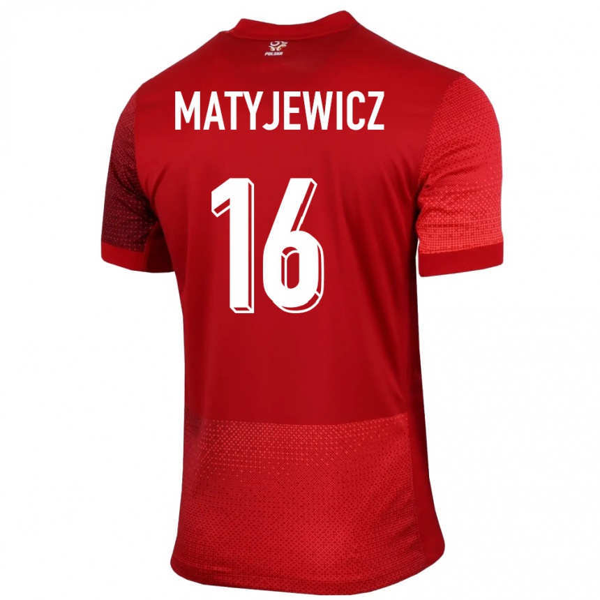 Mujer Fútbol Camiseta Polonia Wiktor Matyjewicz #16 Rojo 2ª Equipación 24-26