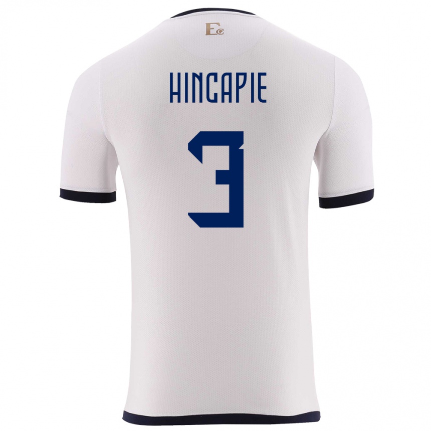 Mujer Fútbol Camiseta Ecuador Piero Hincapie #3 Blanco 2ª Equipación 24-26