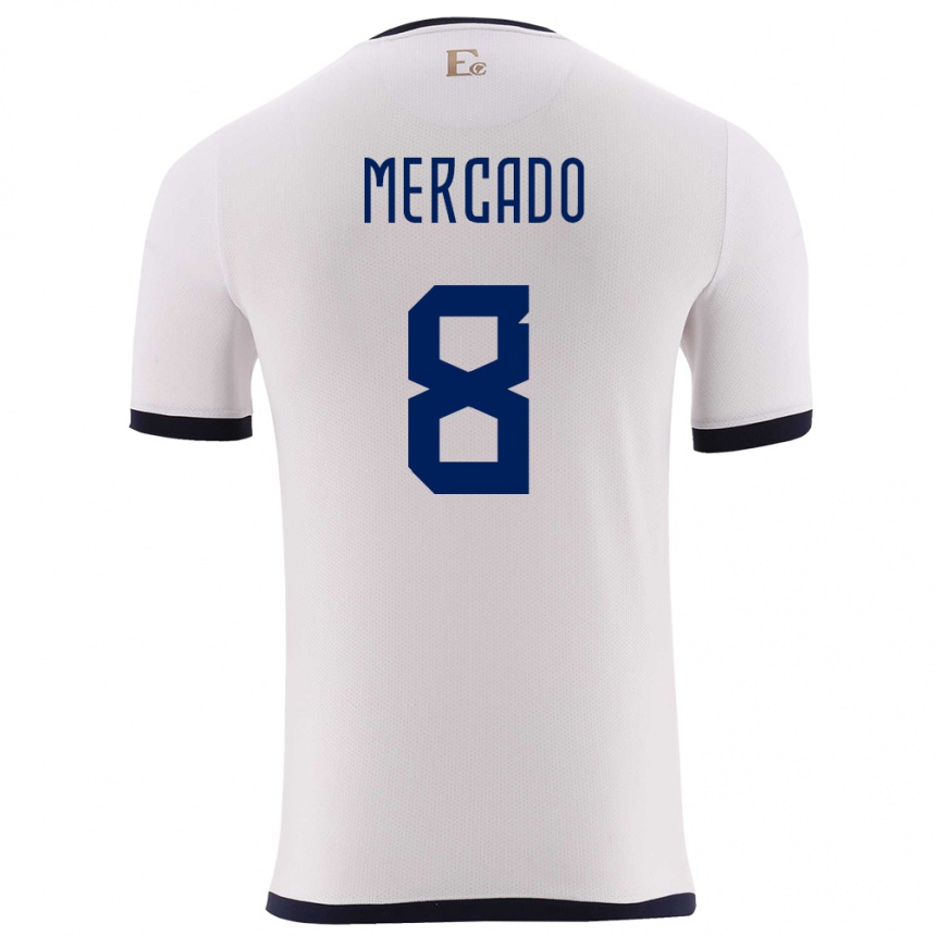 Mujer Fútbol Camiseta Ecuador Patrik Mercado #8 Blanco 2ª Equipación 24-26