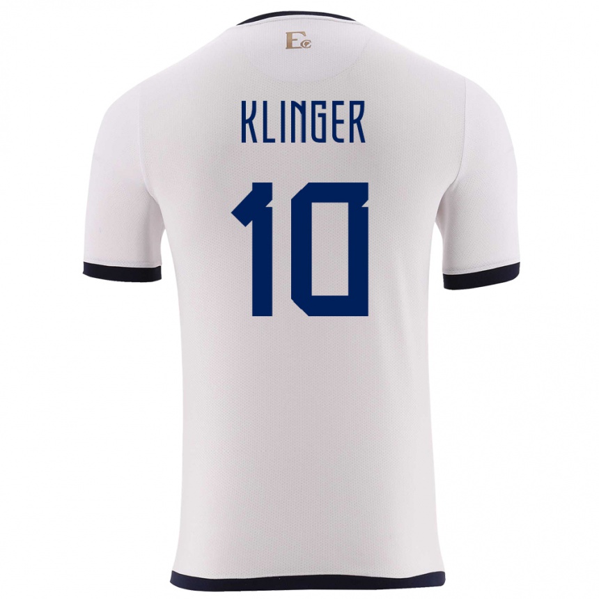 Mujer Fútbol Camiseta Ecuador Jose Klinger #10 Blanco 2ª Equipación 24-26