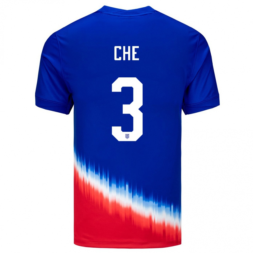 Mujer Fútbol Camiseta Estados Unidos Justin Che #3 Azul 2ª Equipación 24-26