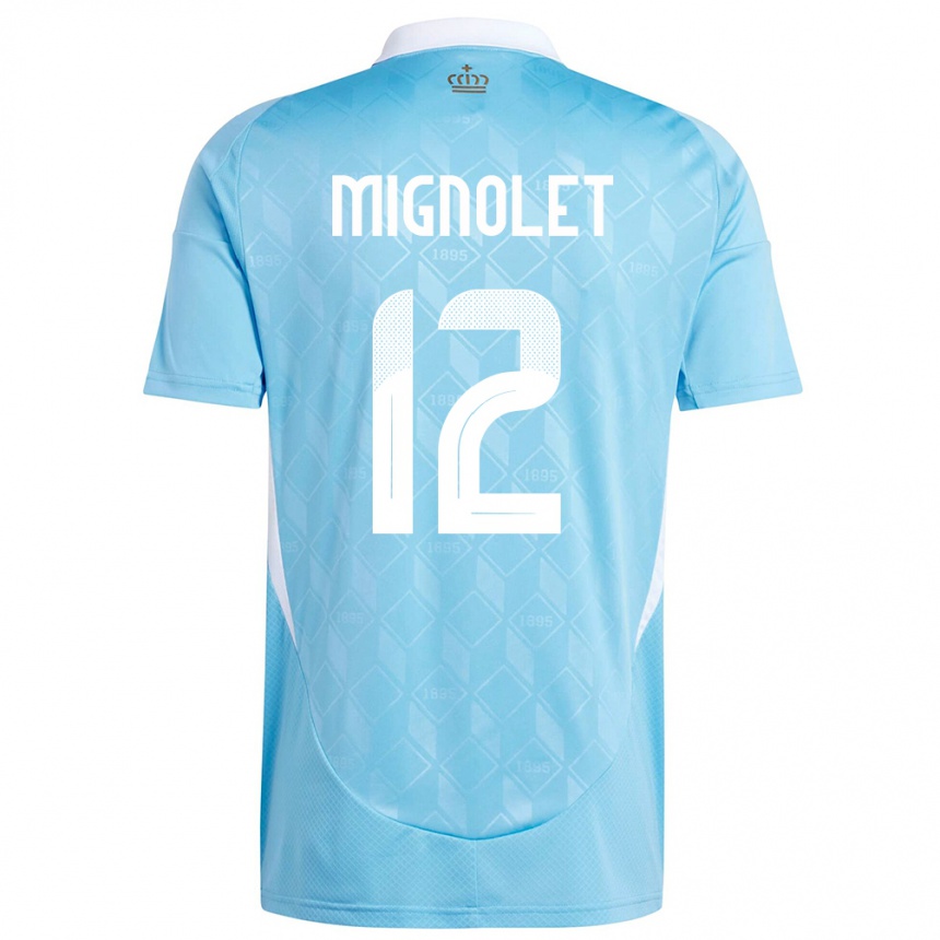 Mujer Fútbol Camiseta Bélgica Simon Mignolet #12 Azul 2ª Equipación 24-26