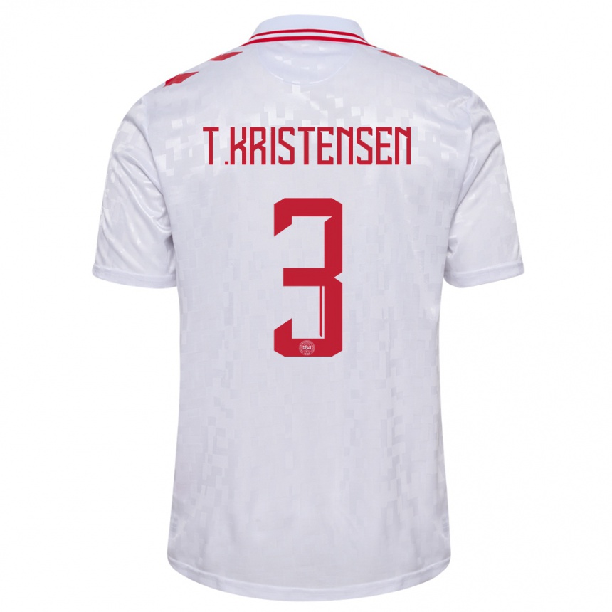 Mujer Fútbol Camiseta Dinamarca Thomas Kristensen #3 Blanco 2ª Equipación 24-26