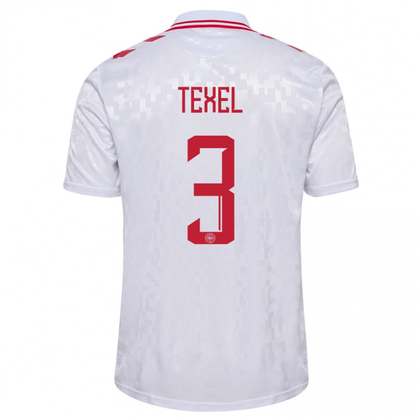 Mujer Fútbol Camiseta Dinamarca Pontus Texel #3 Blanco 2ª Equipación 24-26