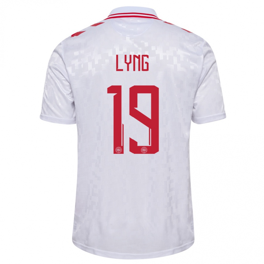 Mujer Fútbol Camiseta Dinamarca Alexander Lyng #19 Blanco 2ª Equipación 24-26