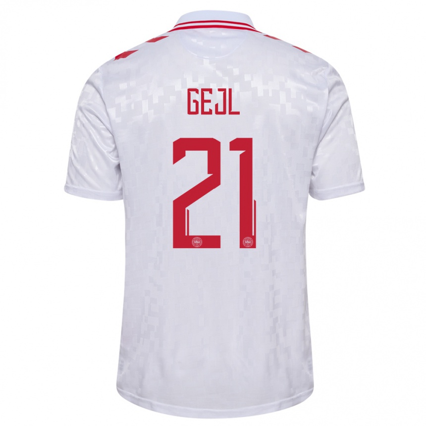 Mujer Fútbol Camiseta Dinamarca Mille Gejl #21 Blanco 2ª Equipación 24-26